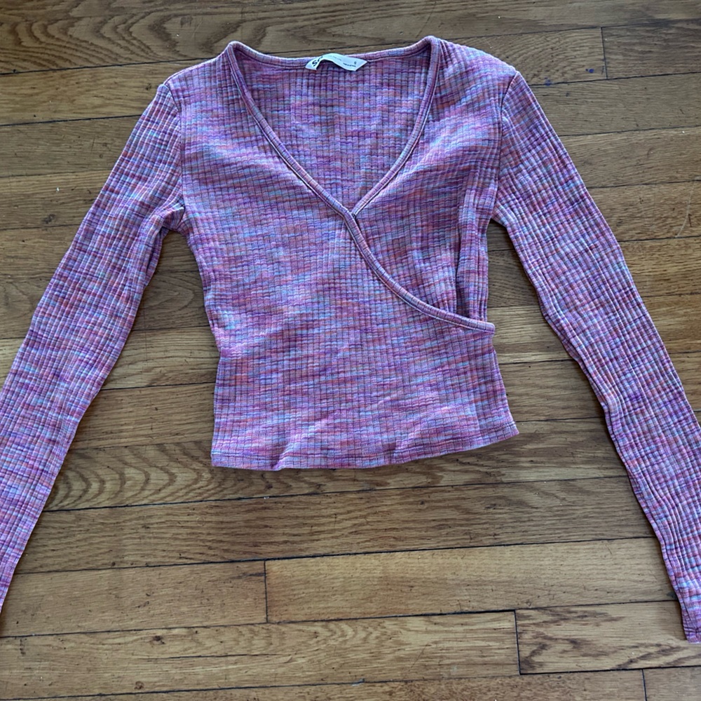 SO Purple Wrap Crop Top Fitted Blouse